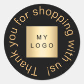 Business logo black Gold bedankt Ronde Sticker (Voorkant)