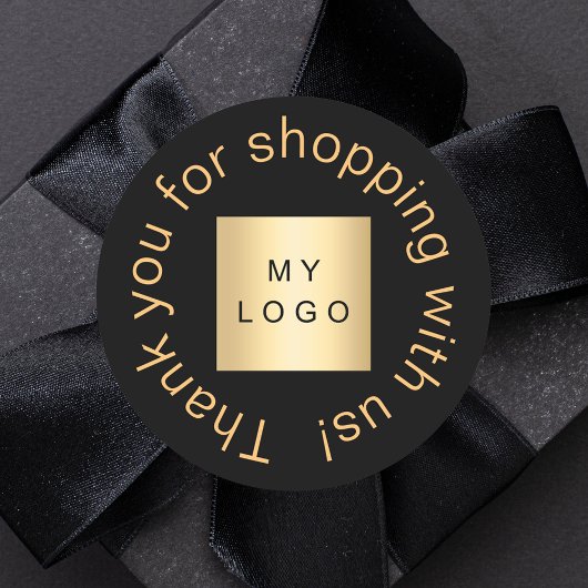 Business logo black Gold bedankt Ronde Sticker