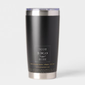 Business Logo Black Gold Dots Branded Geïsoleerde Drinkbeker (Voorkant)