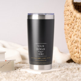 Business Logo Black Gold Dots Branded Geïsoleerde Drinkbeker