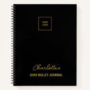 Business Logo Black Gold Elegant Bullet Journal Notitieboek