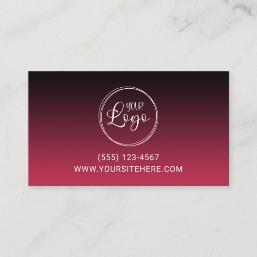 Business Logo Black Magenta Red Gradiënt Visitekaartje (Voorkant)