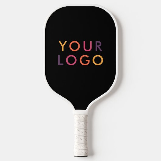 Business Logo Black Pickleball Paddle (Voorkant)