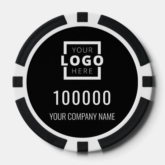 Business Logo Black Poker Chips (Voorkant)