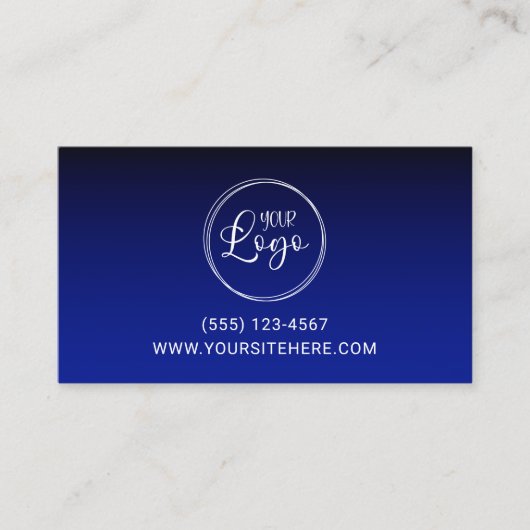 Business Logo Black Royal Blue Gradient Visitekaartje (Voorkant)
