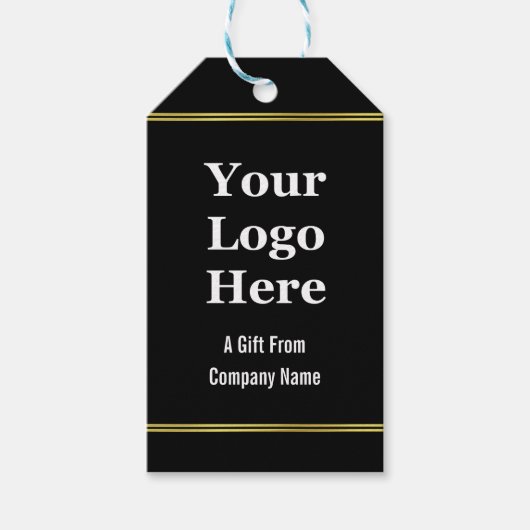 Business Logo Black White Gold Een geschenk van he Cadeaulabel (Voorkant)