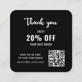 Business Logo Black White Modern QR Code Loyalty Kortingskaartje