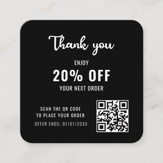 Business Logo Black White Modern QR Code Loyalty Kortingskaartje (Voorkant)
