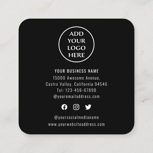 Business Logo Black White Modern QR Code Loyalty Kortingskaartje (Achterkant)