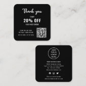 Business Logo Black White Modern QR Code Loyalty Kortingskaartje (Voorkant / Achterkant)