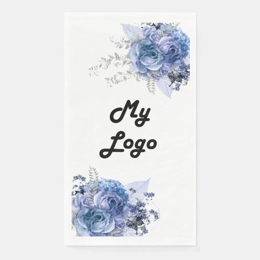 Business logo blauwe bloemen merk kleur servet (Voorkant)