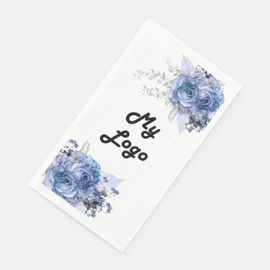 Business logo blauwe bloemen merk kleur servet (Hoek)