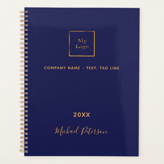 Business logo blue gold monogram 2023 planner (Voorkant)