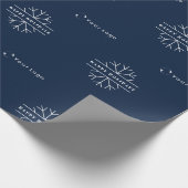 Business Logo Blue-Kerstmis Snowflake LP Cadeaupapier (Hoek)