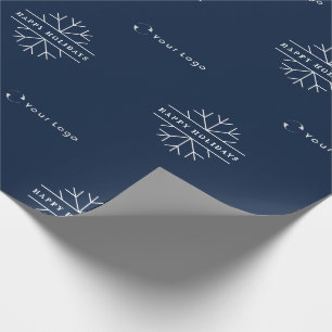 Business Logo Blue-Kerstmis Snowflake LP Cadeaupapier