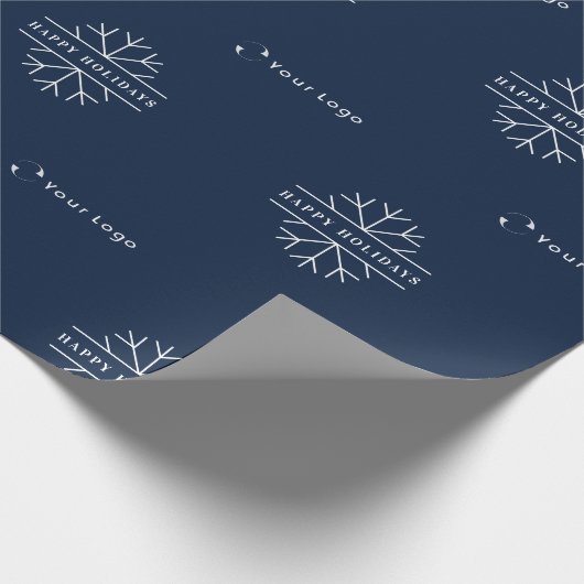 Business Logo Blue-Kerstmis Snowflake LP Cadeaupapier (Hoek)