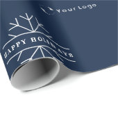 Business Logo Blue-Kerstmis Snowflake LP Cadeaupapier (Rol Hoek)