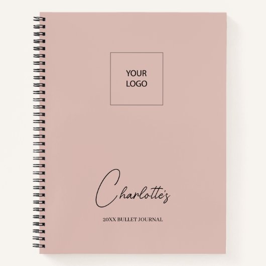 Business Logo Blush Pink Elegant Bullet Journal Notitieboek (Voorkant)