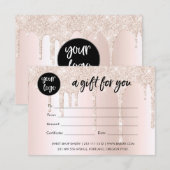 Business Logo Blush Pink Glitter Cadeaubon (Voorkant / Achterkant)