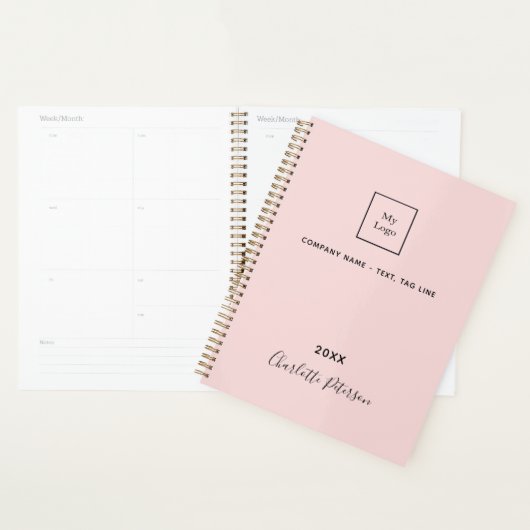 Business logo blush roze elegante monogram 2026 planner (Display)