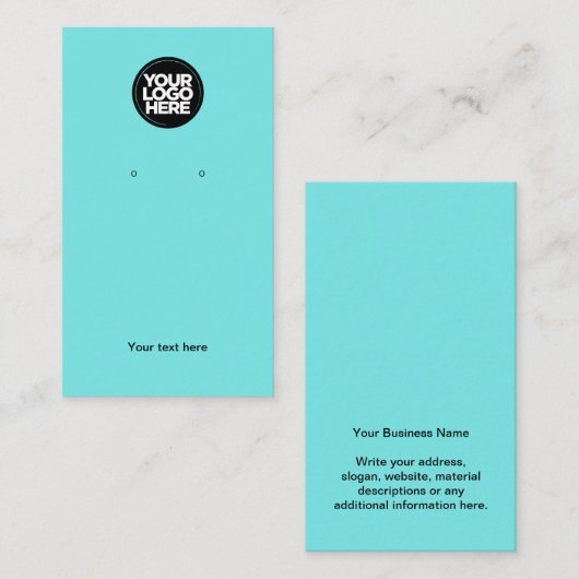 Business Logo Boho Turquoise Earring Display Card Visitekaartje (Voorkant / Achterkant)