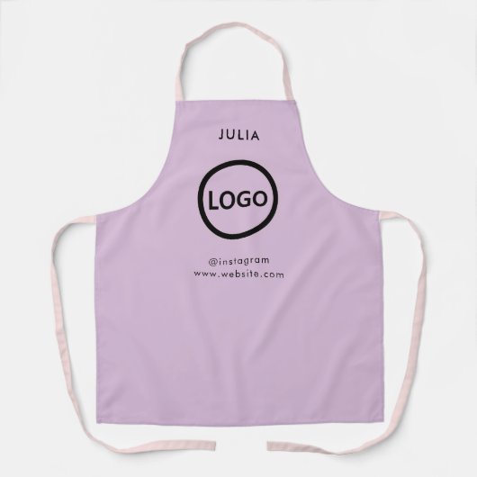 Business Logo Bord Roze Medewerker Naam Schort (Voorkant)