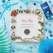 Business Logo Botanical Christmas-personeelsfeest Papieren Bordje (Feest)