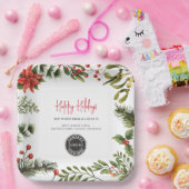 Business Logo Botanical Christmas-personeelsfeest Papieren Bordje (Feest)