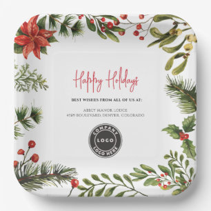 Business Logo Botanical Christmas-personeelsfeest Papieren Bordje