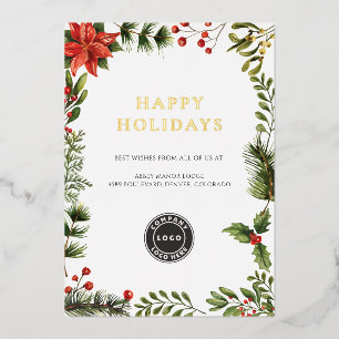 Business Logo Botanische Kerst Folie Feestdagenkaart