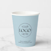 Business Logo Branded Bord Aqua Papieren Bekers (Voorkant)