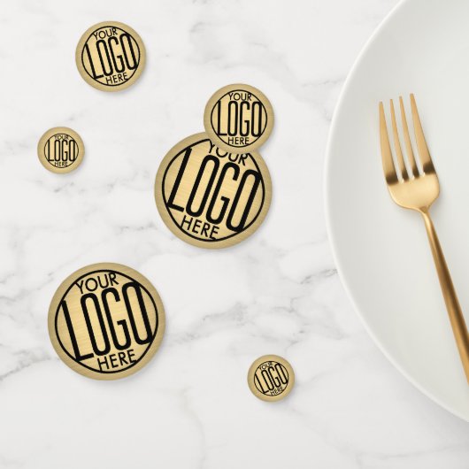 Business Logo Brushed Gold Bedrijf Feesttafel Confetti (Groep)