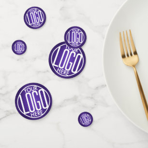Business Logo Brushed Paarse Bedrijf Feesttafel Confetti