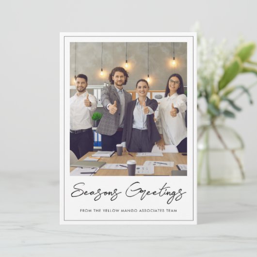 Business Logo Christmas Corporate Team Foto Feestdagenkaart (Staand voorkant)