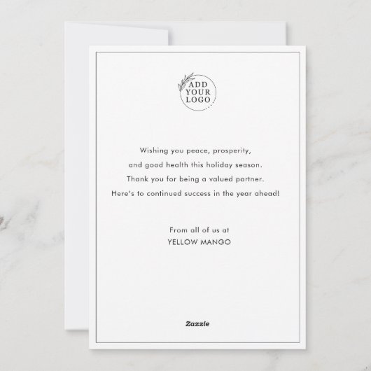 Business Logo Christmas Corporate Team Foto Feestdagenkaart (Achterkant)