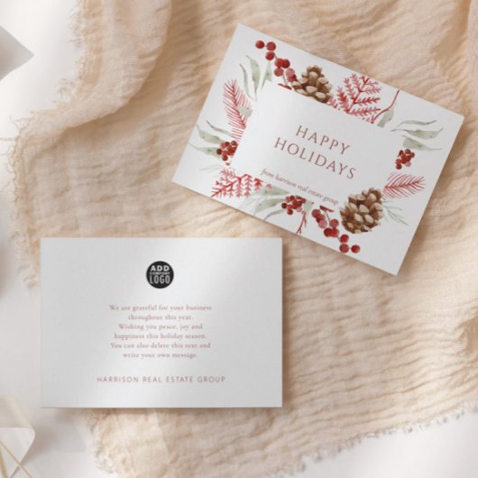 Business Logo Christmas Greenery Vakantie Kaart