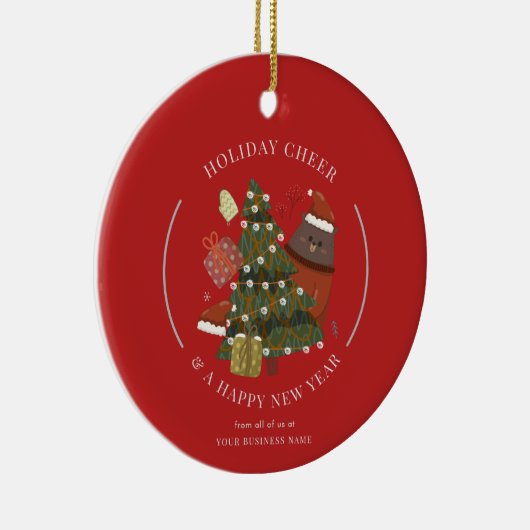 Business Logo Christmas Holidays Corporate Keramisch Ornament (Rechts)
