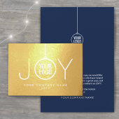 Business Logo Christmas Ornament Navy Holiday JOY Folie Kaarten