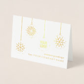 Business Logo Christmas Ornaments Gold Holiday Folie Kaarten (Voorkant)