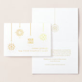 Business Logo Christmas Ornaments Gold Holiday Folie Kaarten (Display)