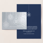 Business Logo Christmas Ornaments Navy Holiday Folie Kaarten (Display)