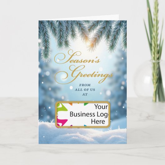 Business Logo Christmas Season’s Greetings Snow Kaart (Voorkant)