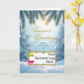 Business Logo Christmas Season’s Greetings Snow Kaart (Gele Bloem)