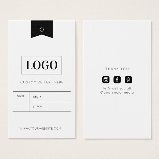 Business Logo Clothing Label Price Hang Label Visitekaartje (Voorkant /achterkant)