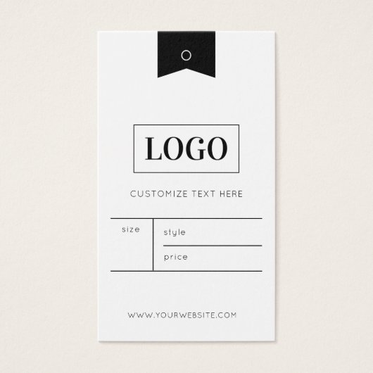 Business Logo Clothing Label Price Hang Label Visitekaartje (Voorkant)