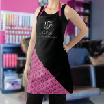 Business Logo Color Block Pattern Name Title Apron Schort<br><div class="desc">Dit moderne en eenvoudige zakelijke schort is ideaal voor elke haarstylist, make-upartiest, nageltechniek, estheticus, estheticus, bakker, kok en nog veel meer beroepen. Het beschikt over een plek voor uw logo aan de bovenkant, met jouw naam en titel bovenop een zwart diagonaal schattig kleurenblok met een patroon van uw logo daarachter...</div>
