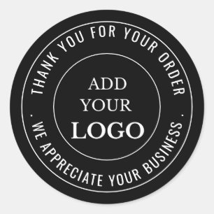 Business Logo Company Branded Bedankt Zwart Ronde Sticker
