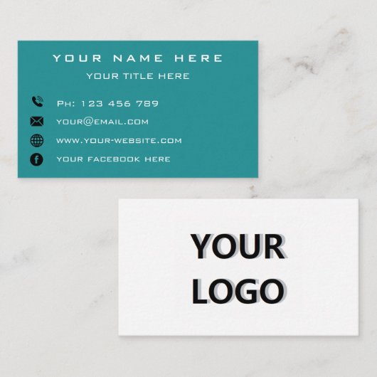 Business Logo Company Contactgegevens Professional Visitekaartje (Voorkant / Achterkant)