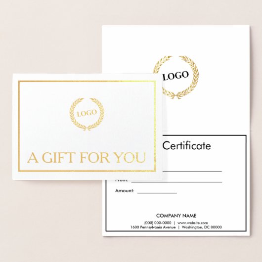 Business Logo Company Folted Gift Certificate Gold Folie Kaarten (Display)