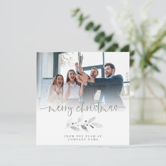 Business Logo Company Merry Kerstry Feestdagenkaart (Staand voorkant)